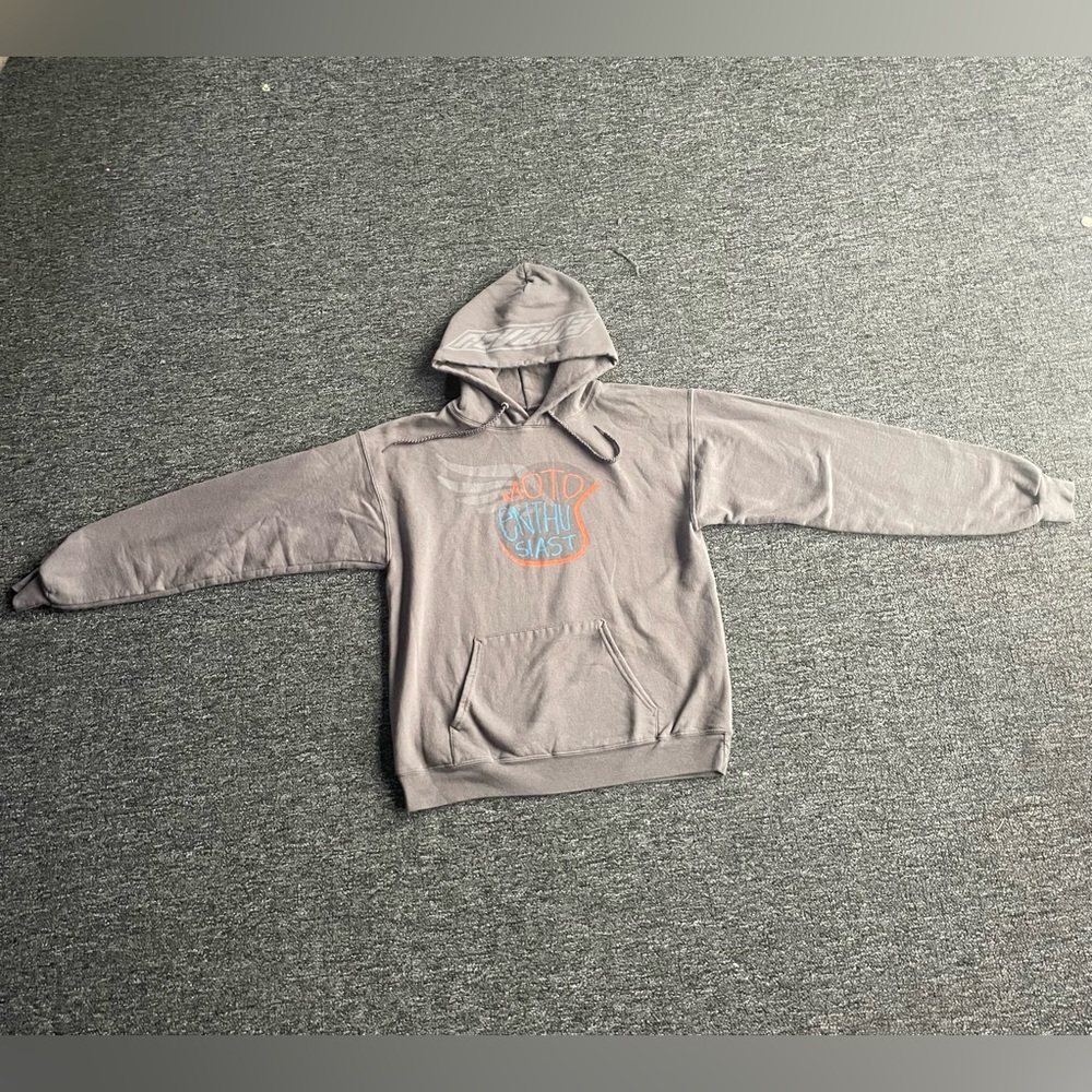 Hanes Gray Moto Enthusiast Revzilla Graphic Hooded Sweatshirt Casual Comfort